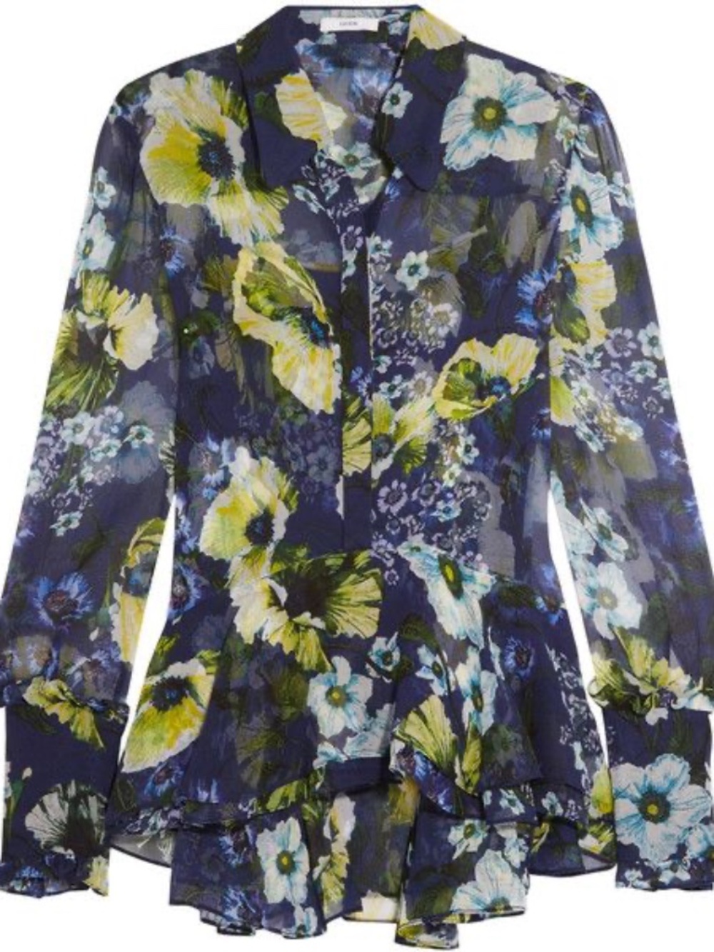 Erdem Liya ruffled floral-print silk-georgette blouse